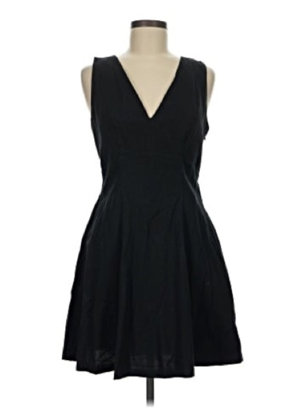 a new day Black Linen V-Neck Sleeveless Fit-and-Flare Dress